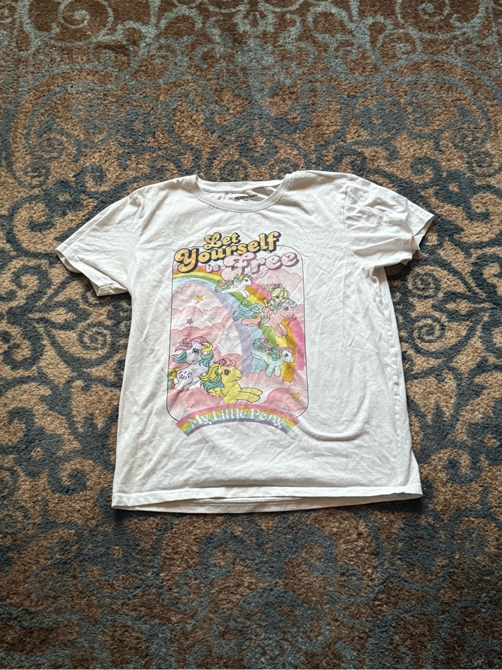 My Little Pony White Tee with Pastel Rainbow Pony Graphic